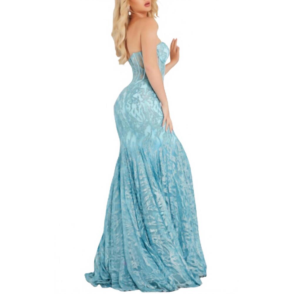NEW JOVANI embellished mermaid dress in turquoise - Picture 2 of 2